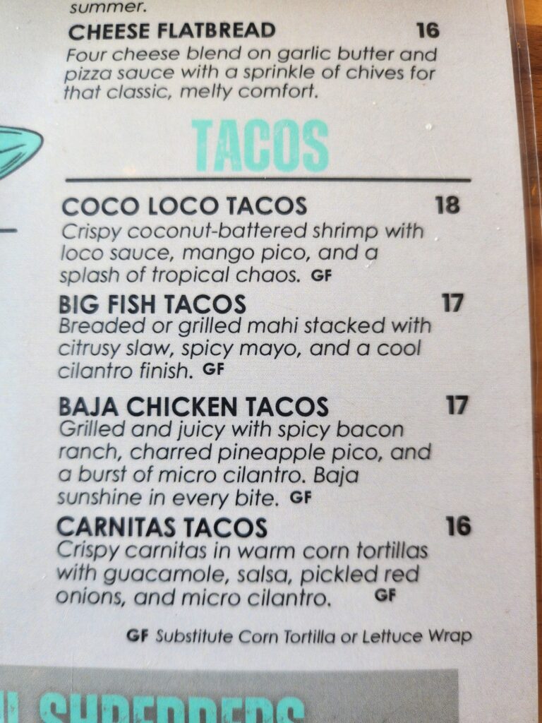 revel surf menu
