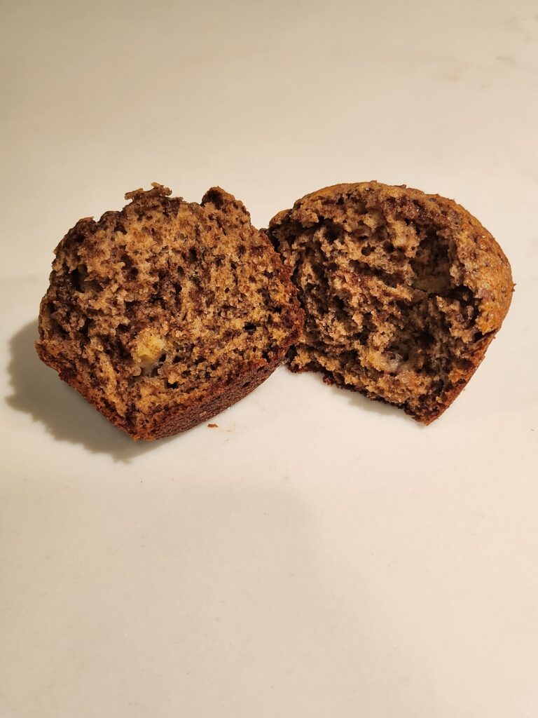 Bakery-Style Banana Chocolate Flake Muffins (Using Overripe Bananas) inside of banana chocolate flake muffins